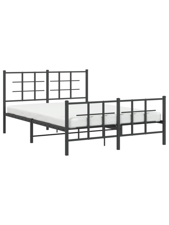 Gultas rāmis ar galvgali un kājgali, melns metāls, 135x190 cm