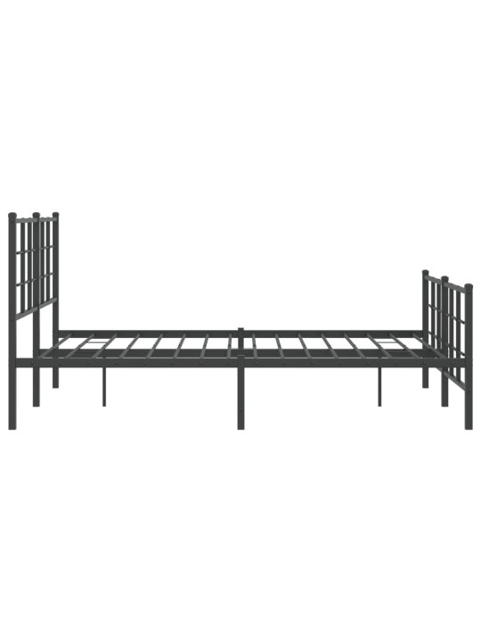 Gultas rāmis ar galvgali un kājgali, melns metāls, 135x190 cm