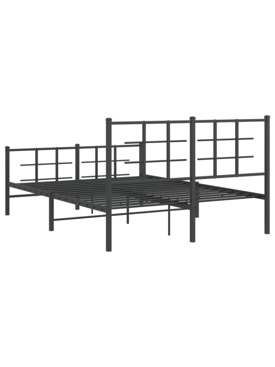 Gultas rāmis ar galvgali un kājgali, melns metāls, 135x190 cm