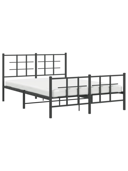 Gultas rāmis ar galvgali un kājgali, melns metāls, 140x190 cm