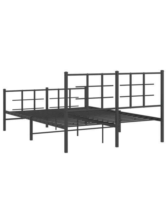 Gultas rāmis ar galvgali un kājgali, melns metāls, 140x190 cm