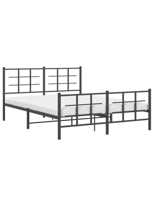 Gultas rāmis ar galvgali un kājgali, melns metāls, 150x200 cm