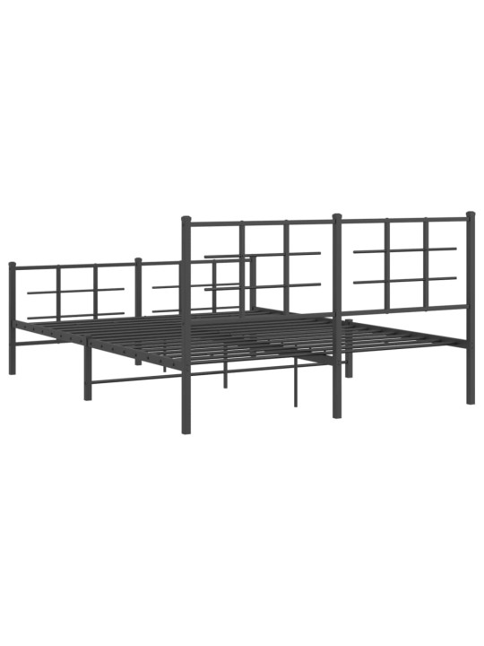 Gultas rāmis ar galvgali un kājgali, melns metāls, 150x200 cm