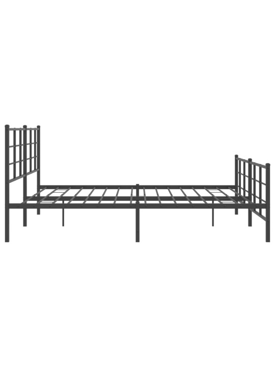 Gultas rāmis ar galvgali un kājgali, melns metāls, 200x200 cm