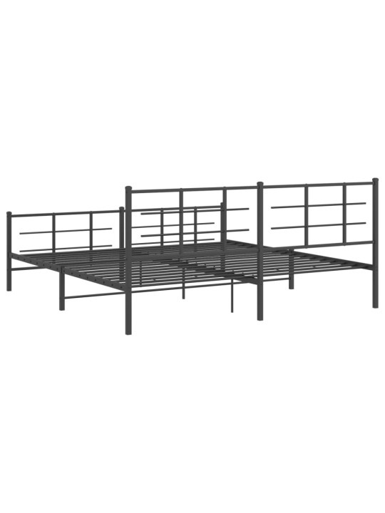 Gultas rāmis ar galvgali un kājgali, melns metāls, 200x200 cm