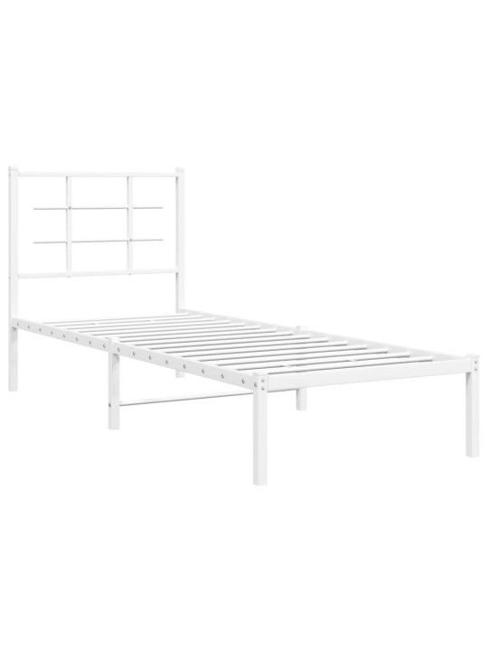 Gultas rāmis ar galvgali, balts metāls, 80x200 cm