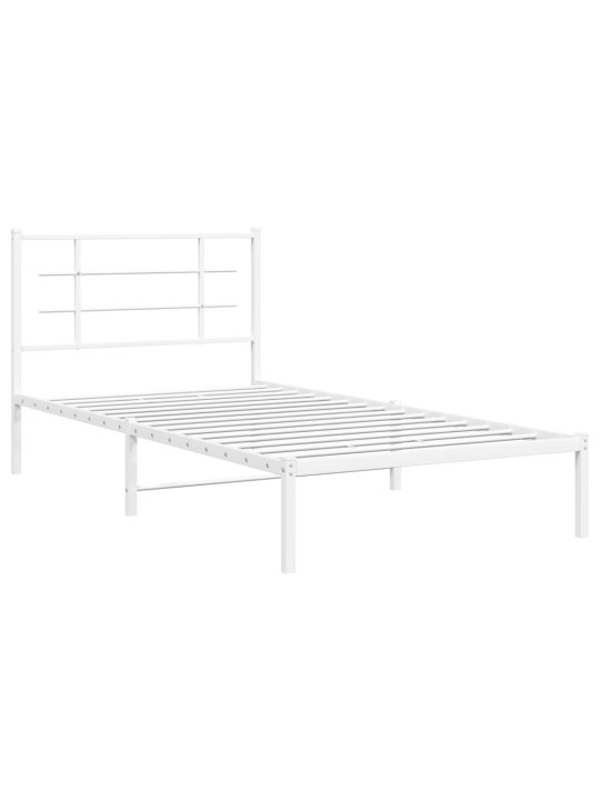 Gultas rāmis ar galvgali, balts metāls, 100x200 cm