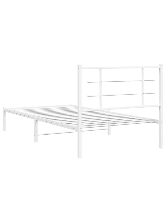 Gultas rāmis ar galvgali, balts metāls, 100x200 cm