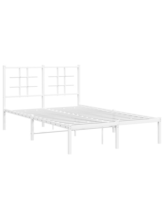 Gultas rāmis ar galvgali, balts metāls, 120x190 cm