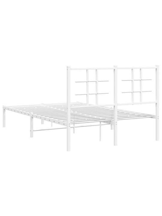 Gultas rāmis ar galvgali, balts metāls, 120x200 cm