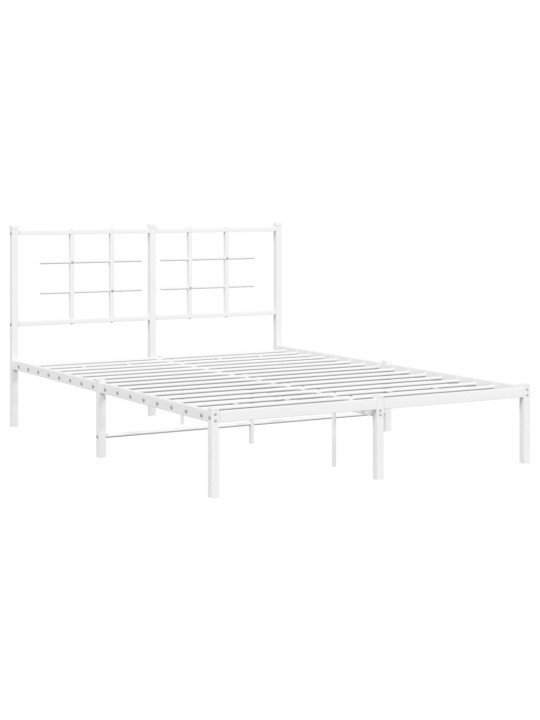 Gultas rāmis ar galvgali, balts metāls, 135x190 cm
