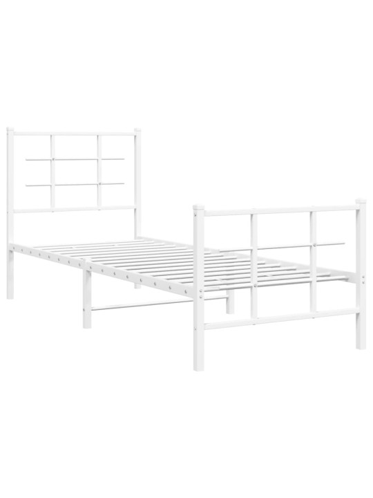 Gultas rāmis ar galvgali un kājgali, balts metāls, 80x200 cm