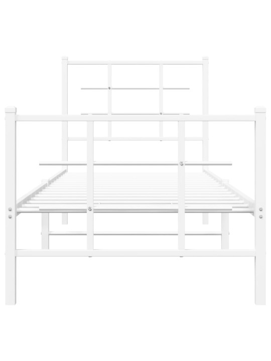 Gultas rāmis ar galvgali un kājgali, balts metāls, 80x200 cm