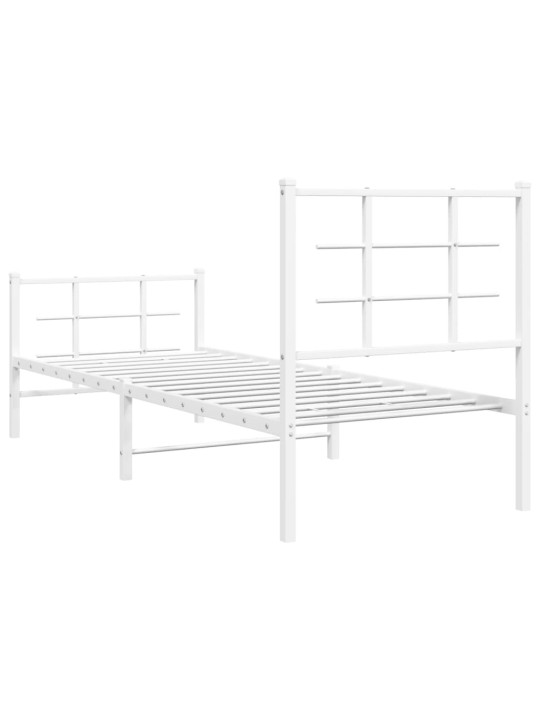 Gultas rāmis ar galvgali un kājgali, balts metāls, 80x200 cm
