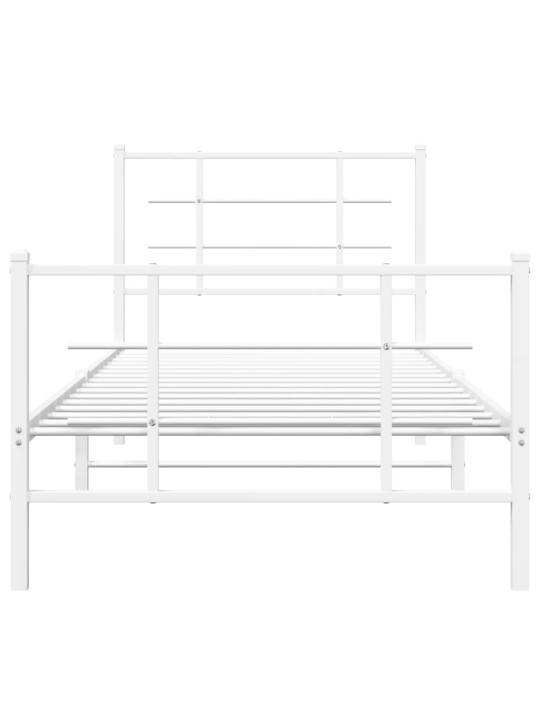 Gultas rāmis ar galvgali un kājgali, balts metāls, 90x200 cm