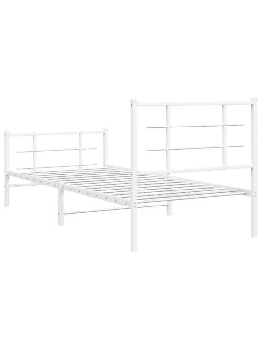 Gultas rāmis ar galvgali un kājgali, balts metāls, 90x200 cm