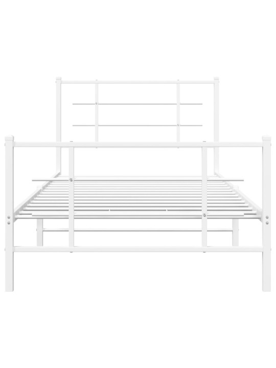 Gultas rāmis ar galvgali un kājgali, balts metāls, 107x203 cm