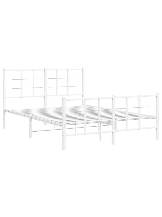 Gultas rāmis ar galvgali un kājgali, balts metāls, 135x290 cm