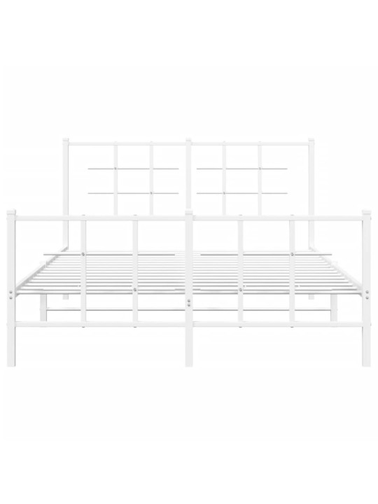 Gultas rāmis ar galvgali un kājgali, balts metāls, 135x290 cm
