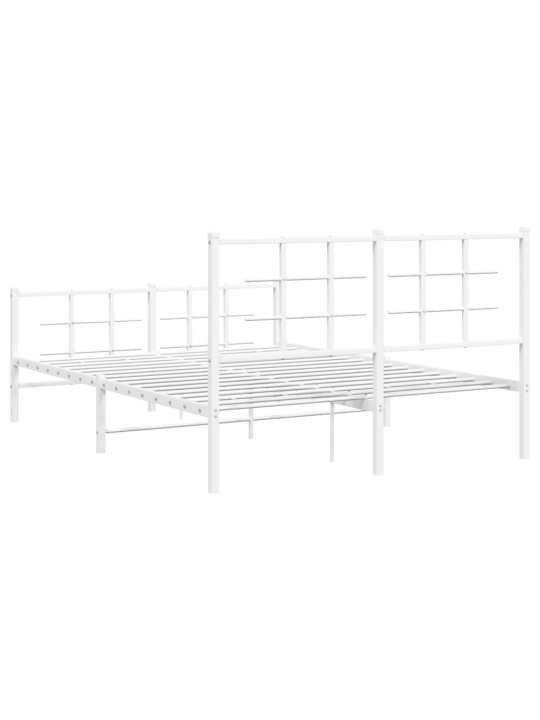 Gultas rāmis ar galvgali un kājgali, balts metāls, 135x290 cm