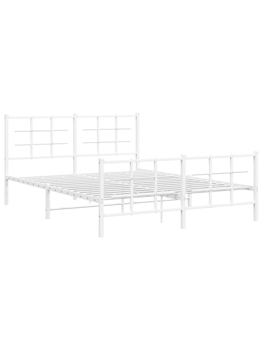 Gultas rāmis ar galvgali un kājgali, balts metāls, 150x200 cm