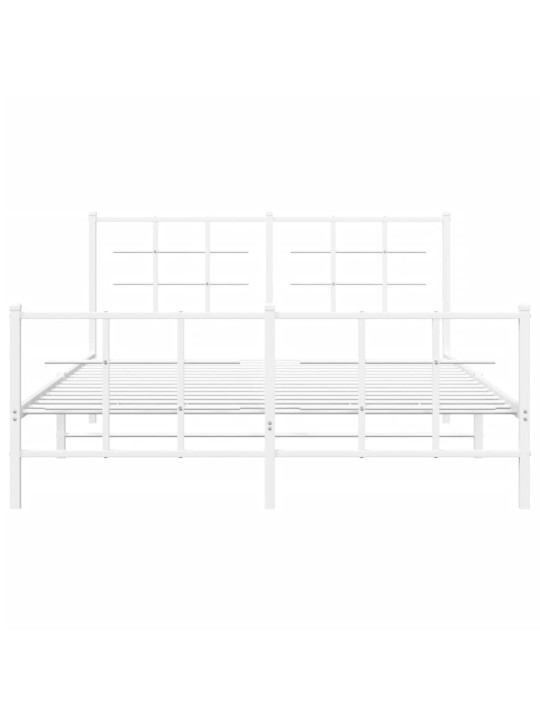 Gultas rāmis ar galvgali un kājgali, balts metāls, 150x200 cm