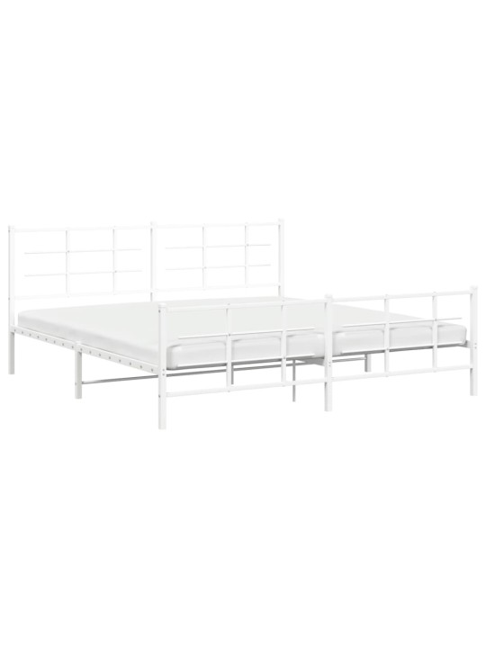 Gultas rāmis ar galvgali un kājgali, balts metāls, 200x200 cm