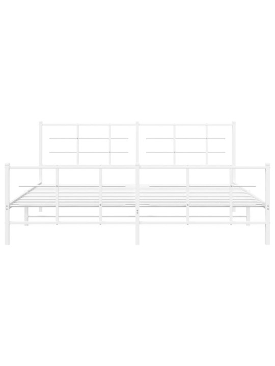 Gultas rāmis ar galvgali un kājgali, balts metāls, 200x200 cm