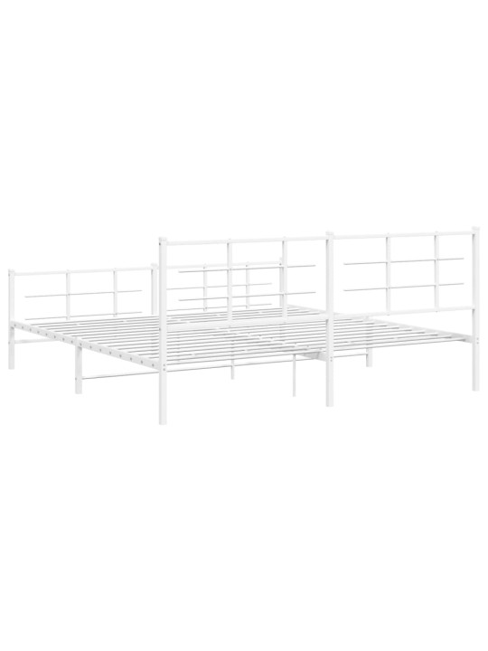 Gultas rāmis ar galvgali un kājgali, balts metāls, 200x200 cm