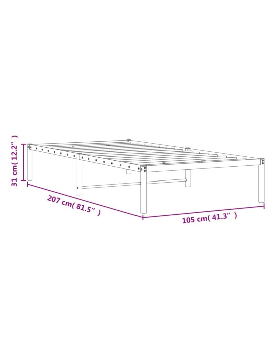 Gultas rāmis, balts metāls, 100x200 cm
