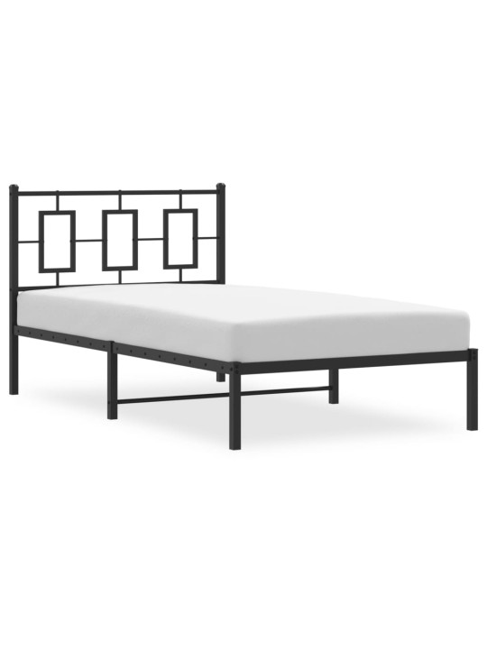 Gultas rāmis ar galvgali, melns metāls, 100x200 cm