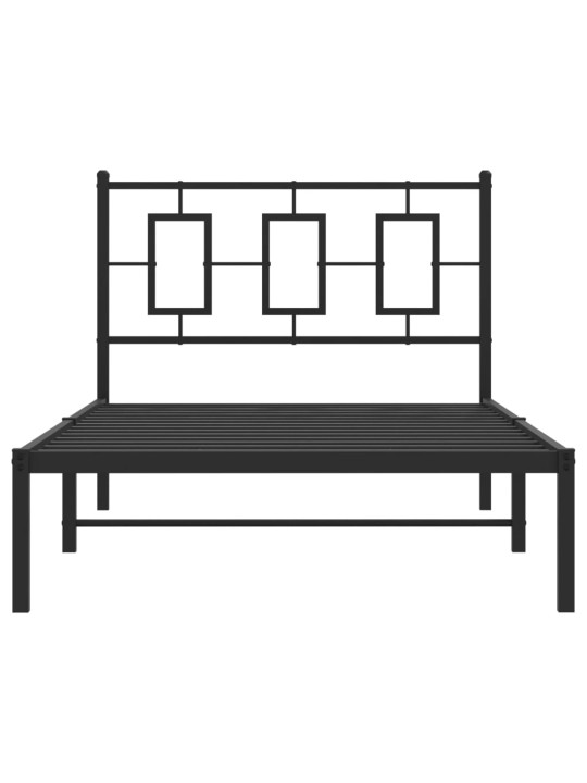 Gultas rāmis ar galvgali, melns metāls, 100x200 cm