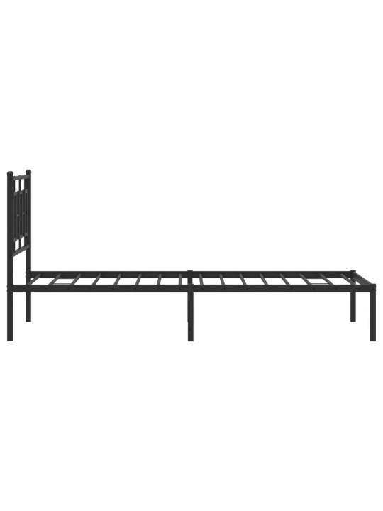 Gultas rāmis ar galvgali, melns metāls, 100x200 cm