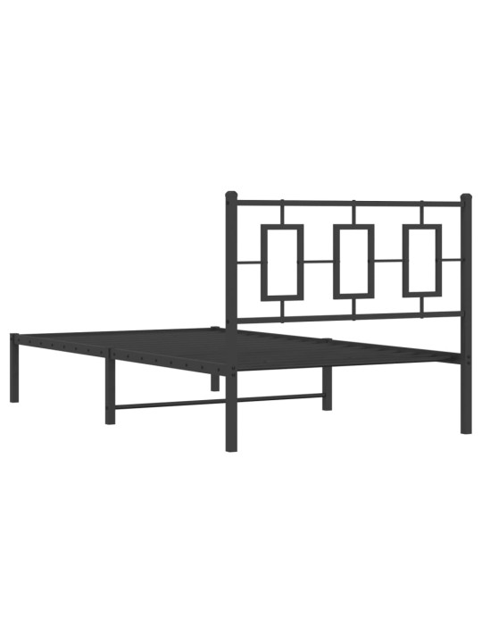 Gultas rāmis ar galvgali, melns metāls, 100x200 cm