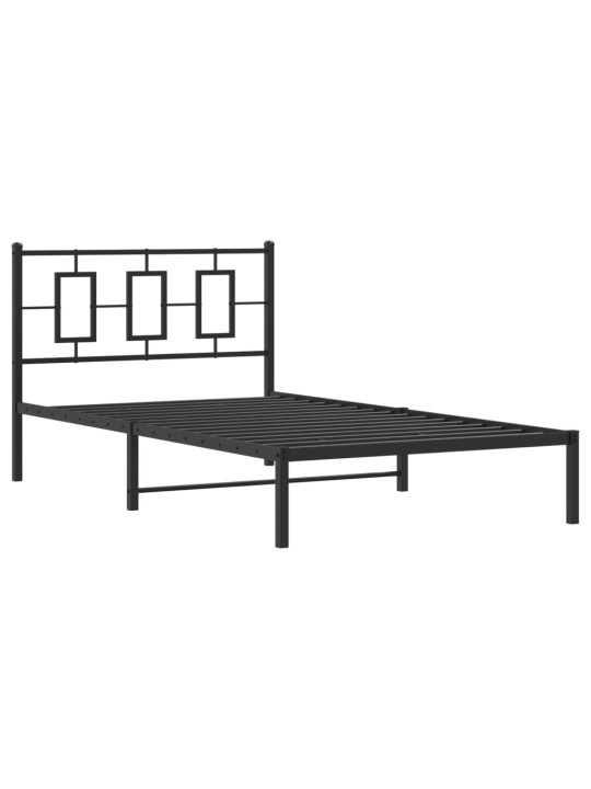 Gultas rāmis ar galvgali, melns metāls, 107x203 cm