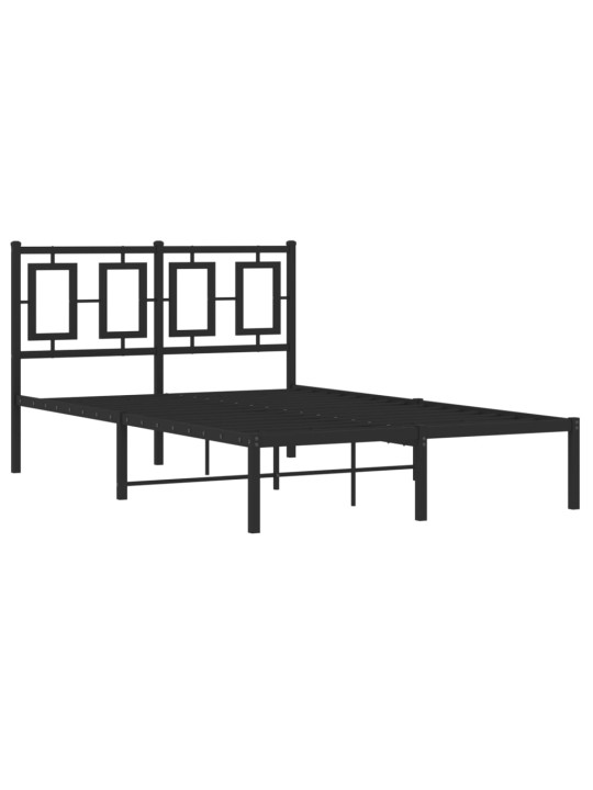 Gultas rāmis ar galvgali, melns metāls, 120x190 cm