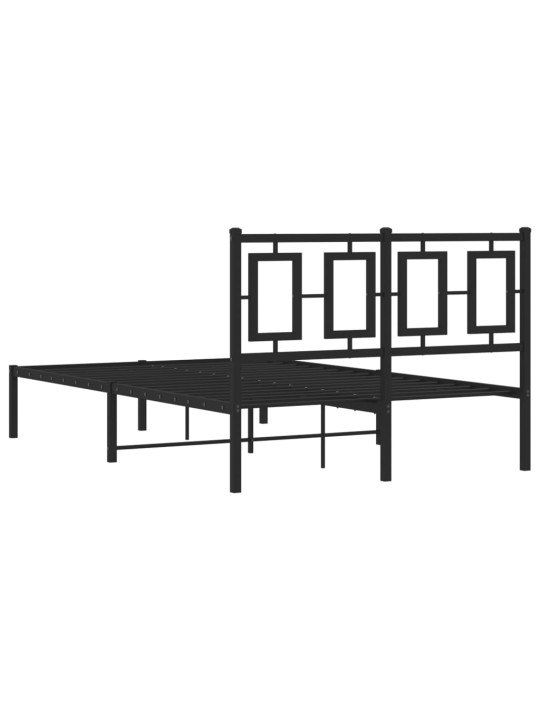 Gultas rāmis ar galvgali, melns metāls, 120x200 cm