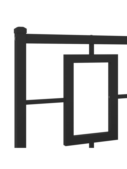 Gultas rāmis ar galvgali, melns metāls, 120x200 cm