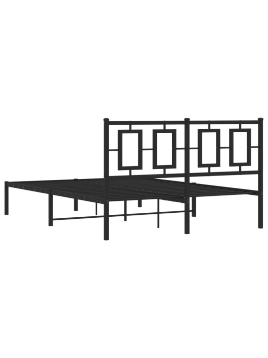 Gultas rāmis ar galvgali, melns metāls, 140x200 cm