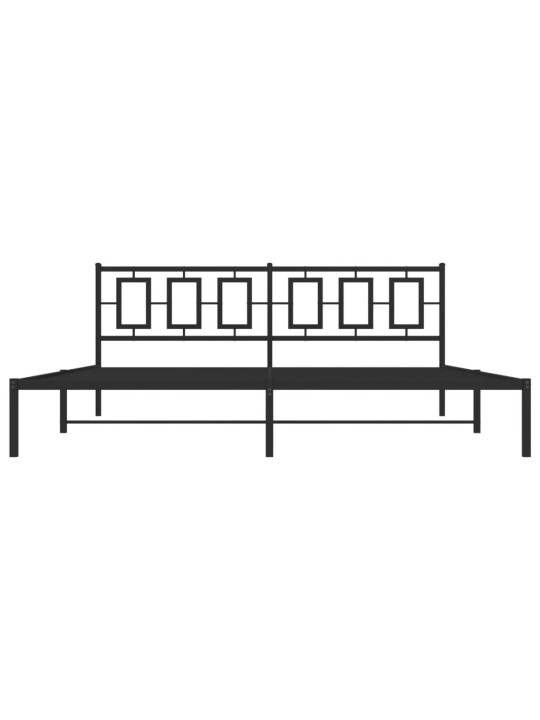 Gultas rāmis ar galvgali, melns metāls, 200x200 cm