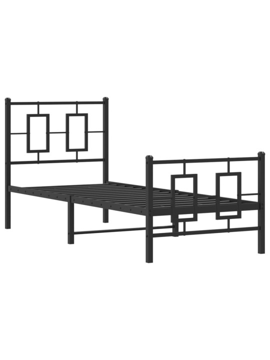 Gultas rāmis ar galvgali un kājgali, melns metāls, 80x200 cm