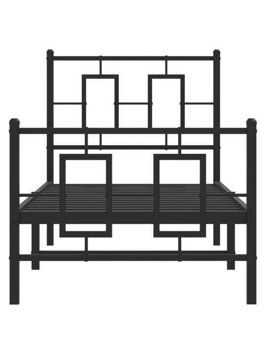 Gultas rāmis ar galvgali un kājgali, melns metāls, 80x200 cm