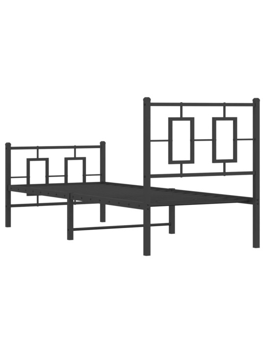 Gultas rāmis ar galvgali un kājgali, melns metāls, 80x200 cm