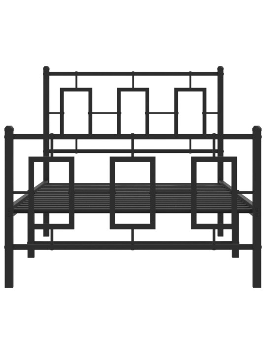 Gultas rāmis ar galvgali un kājgali, melns metāls, 90x200 cm