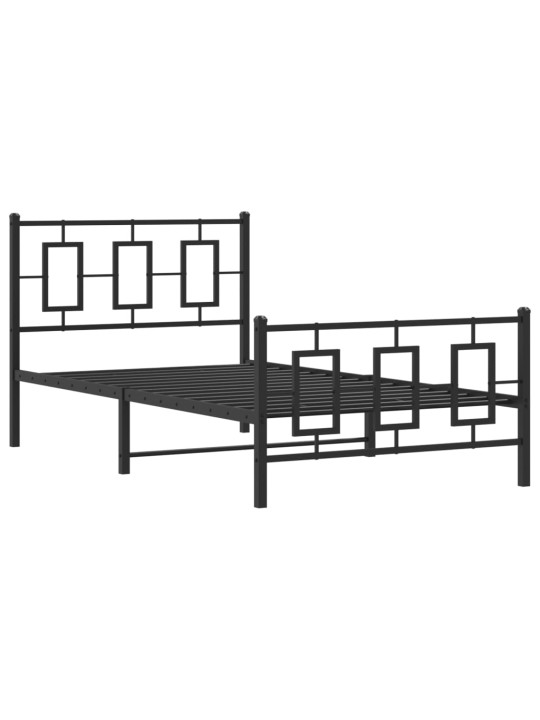 Gultas rāmis ar galvgali un kājgali, melns metāls, 100x190 cm
