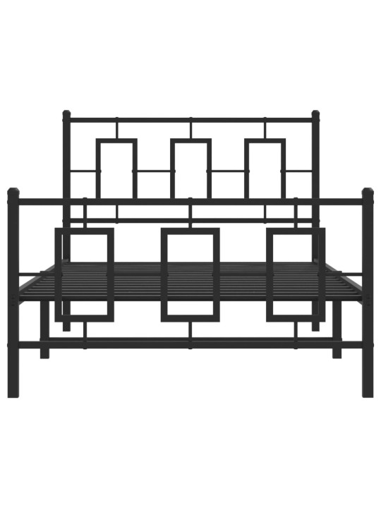 Gultas rāmis ar galvgali un kājgali, melns metāls, 100x190 cm