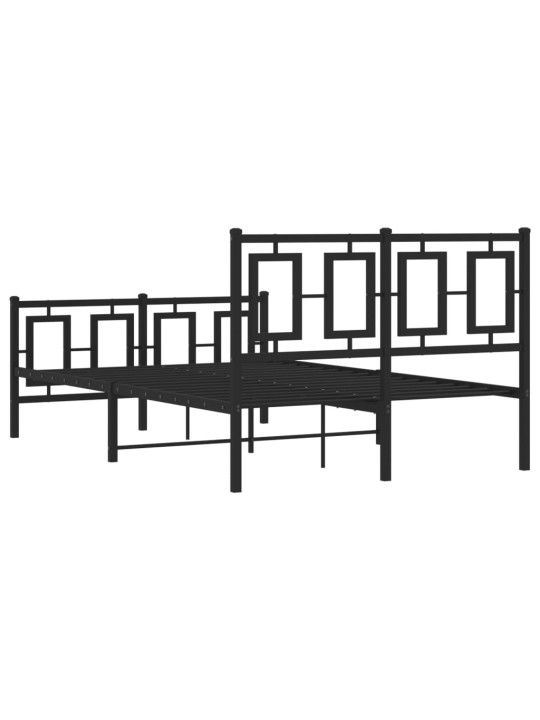 Gultas rāmis ar galvgali un kājgali, melns metāls, 120x190 cm