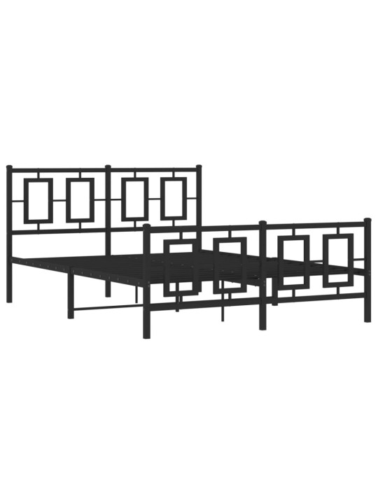 Gultas rāmis ar galvgali un kājgali, melns metāls, 140x190 cm