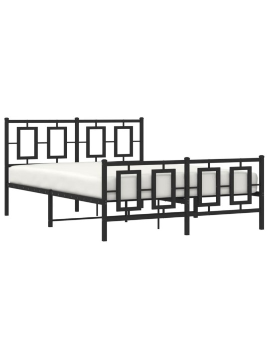 Gultas rāmis ar galvgali un kājgali, melns metāls, 140x190 cm