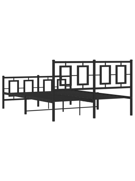 Gultas rāmis ar galvgali un kājgali, melns metāls, 140x190 cm